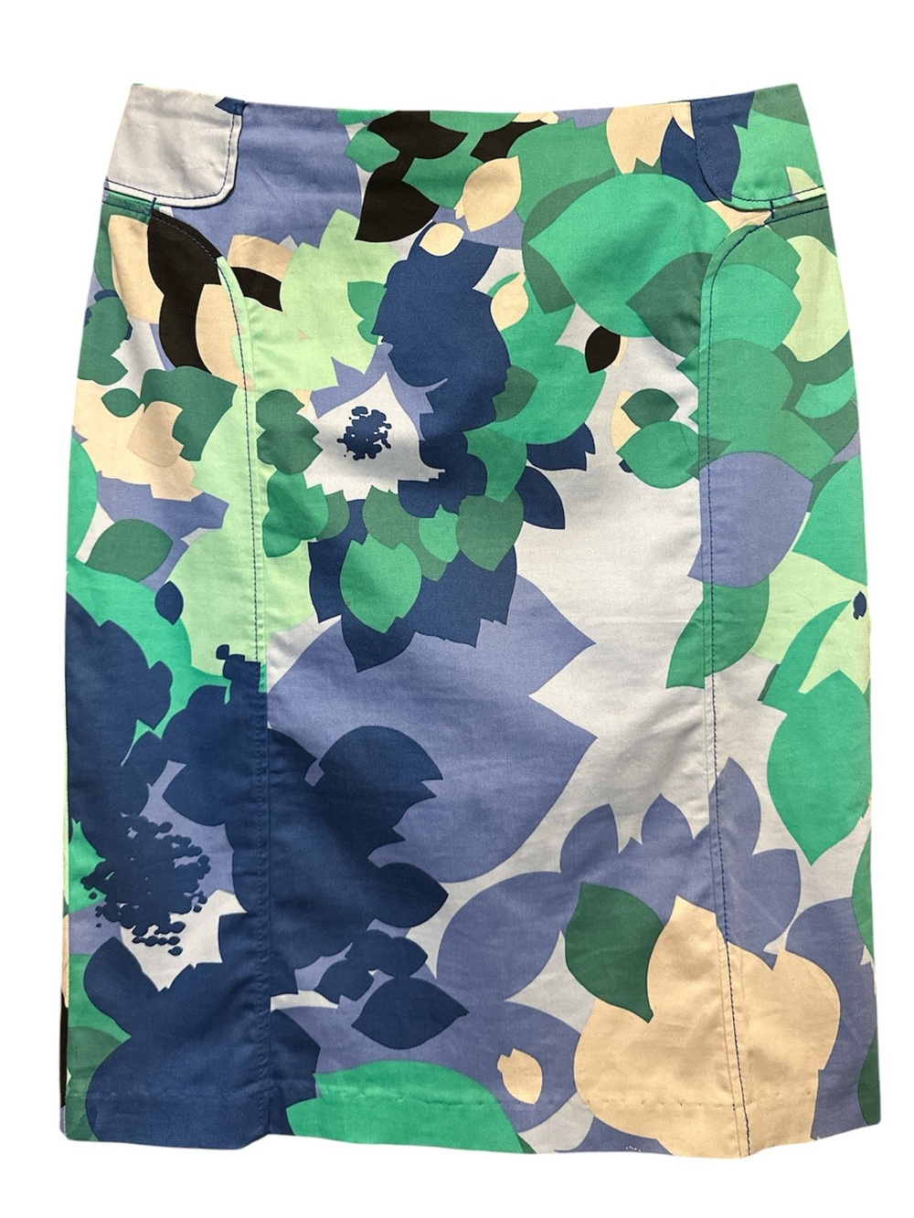 New York & Company Floral Pencil Skirt in Green, Blue & Grey SZ 0